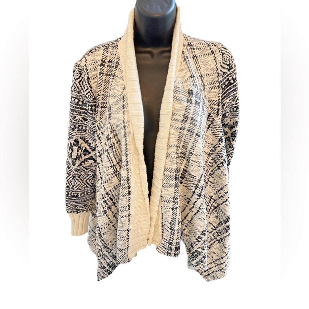 Anthropologie Tiny Tribal Cascade Cardigan Sweater Women Size SP Ribbed Accents